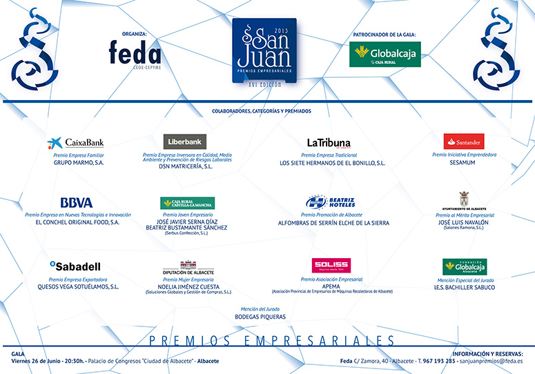 Premio a la Promoción Albacete por los premios empresariales San Juan 2015 de FEDA